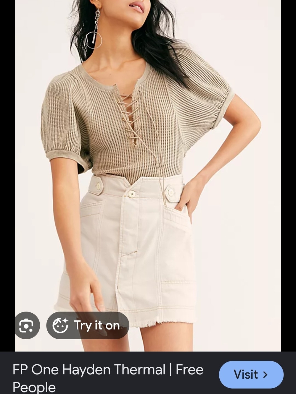Free People Hayden Lace-Up Thermal Top
